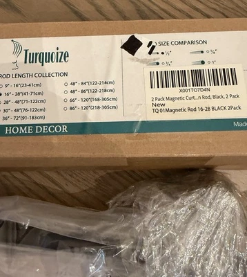 Магнитные оконные занавески бирюзовые упаковка 2 шт. регулируемые 16–28 дюймов черные - Изображение 1 из 3
