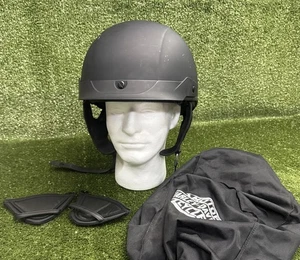 Harley Davidson M Black Motorcycle Half Helmet Med. w/Drop Shield & Bag HD-J03 - Picture 1 of 12