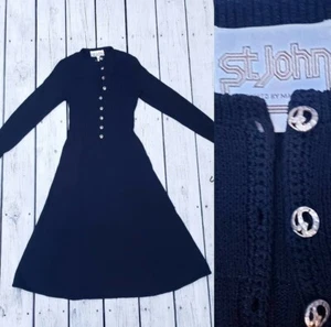 St John Dress- Rare Vintage 1st production Black Knit Dress Flawless!!! - Picture 1 of 1