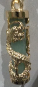 New Without Tags Glass Crystal With Gold Dragon Green Pendant 18" Gift Boxed - Picture 1 of 2