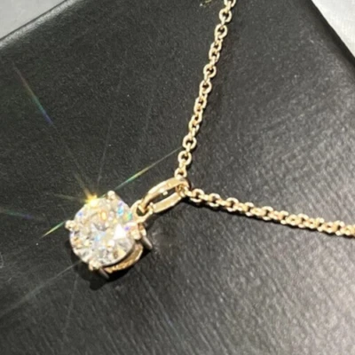 FG/VS 2CT Solitaire Lab-Grown Round Cut Diamond/CVD Pendant 14K Yellow Gold - Image 1 of 4
