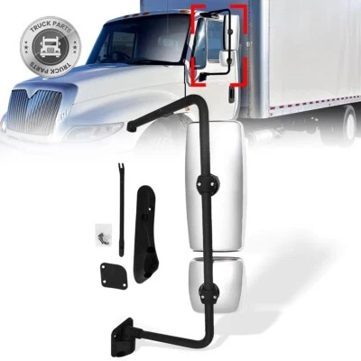 Chrome Door Mirror Pair For International 4300 4200 2002-2018 Left Driver Side — 第 1/4 张图片