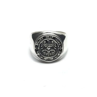 Genuine Sterling Silver Men's Ring German Eagle Solid Hallmarked 925 Handmade - Image 1 of 4
