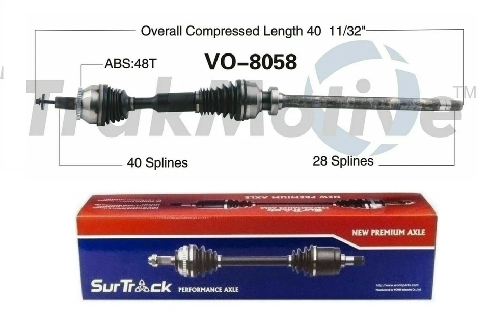 Eje CV SurTrack para Volvo XC90 2007-14 3,2 L FWD paso delantero derecho eje VO-8058 Foto 1 de 1