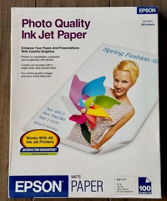 Epson Photo Quality Inkjet Paper, Matte 8-1/2"x11" 100 Sheets - Image 1 of 4