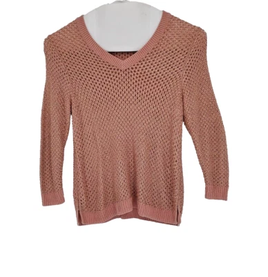 Suéter túnica suéter tejido abierto con acento dorado rosa talla 3X festivo I-N-C para mujer Foto 1 de 4
