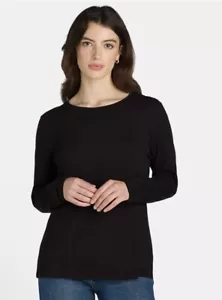TIME and TRU Womens Long Sleeved Crew Neck T-Shirt Black Size XL 14-16 New - Picture 1 of 7