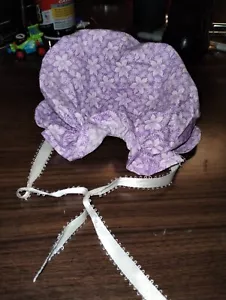6F Purple Flower Design Bonet For Toddler Or Baby Doll? - Picture 1 of 4