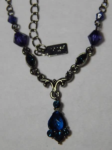 Vintage Signed 1928 Statement Necklace: Blue Rhinestones - Picture 1 of 4