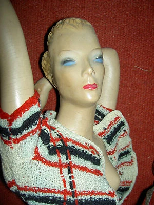 RARE huge 29" vintage Latexture advertising store display mannequin w/j'td. arms - Image 1 of 4