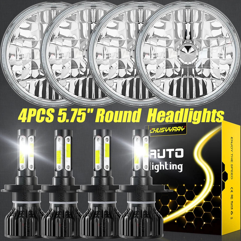 4PCS 5.75" bright LED Headlights Hi-Lo Beam For Mercedes-Benz 380SL 450SL 560SL - Изображение 1 из 4