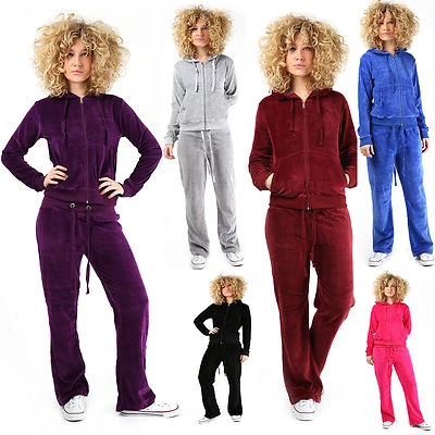 MALAIKA New Womens Ladies Velour Full Tracksuit Jogging HOODED Sport Gym Plus Sizes 8-24
