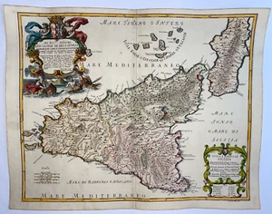 SICILIA ITALIA 1682 GIACOMO DE ROSSI MAPA GRANDE ANTIGUO GRABADO SIGLO XVII - Imagen 1 de 14