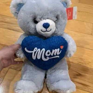 Way to Celebrate Mother’s Day 13 inch Plush Gray Bear with Blue Heart