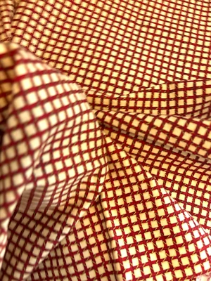 Vtg 42X42 MODA Deb Strain LIBERTY Plaid Gingham Flag ROPE Quilt Fabric Red Ecru - Image 1 of 4