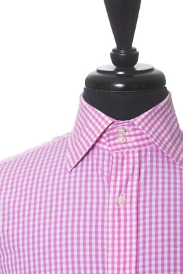 Etro Embroidered Pink Gingham Check Dress Shirt 15490 - Image 1 of 4