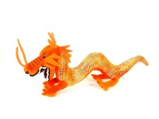 Chinese Dragon Plush Orange Red Shiny 18” Long  Stuffed Animal Tatsu Six Flags 