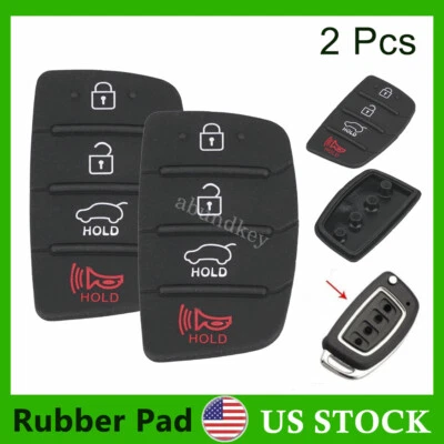 2x Almohadilla de goma de repuesto apta para Hyundai 4 botones llave remota carcasa funda Foto 1 de 4