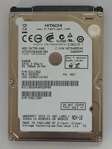 HTS547564A9E384, PN: 0J11562,MLC: DA3852, Hitachi 640Gb 2.5" HDD - Imagen 1 de 2