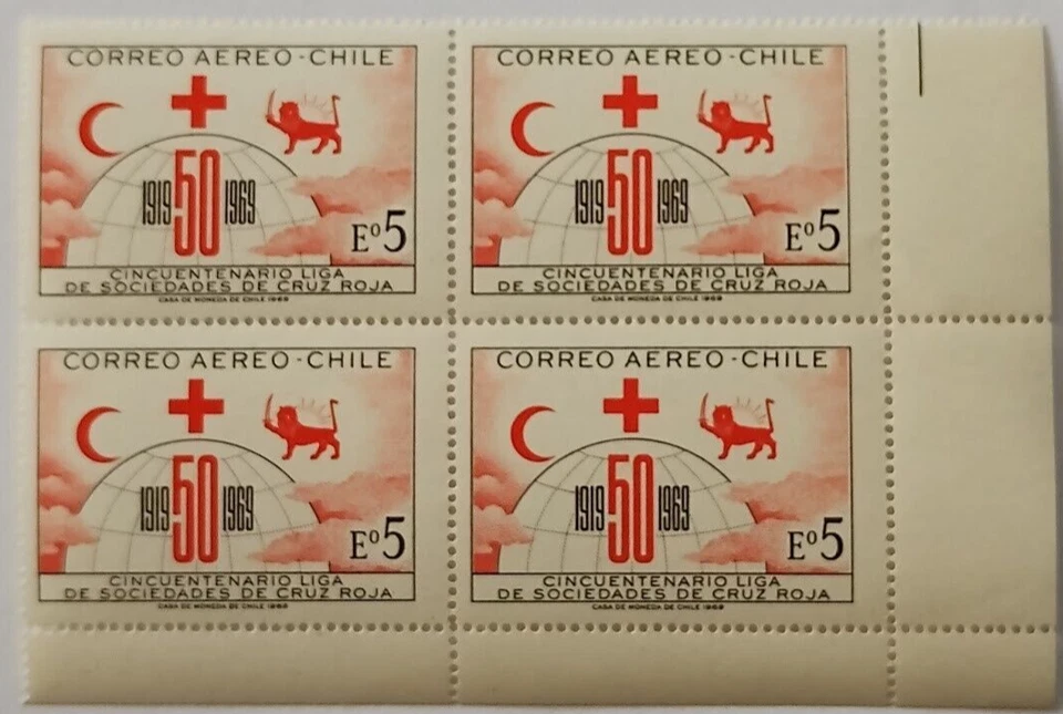 Chile 1969 #743 50 años Liga Sociedades de la Cruz Roja x4 MNH (V084) Foto 1 de 1