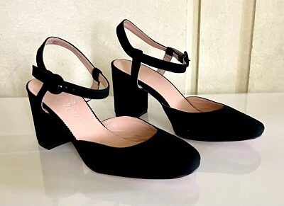 NUEVO EN CAJA J Crew talla 8 negro niño gamuza correa al tobillo zapatos de salón BE787 Foto 1 de 4