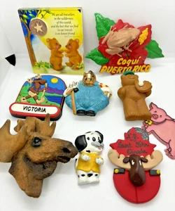 Vintage Animal Themed Refrigerator Magnets Lot Moose Dog Bear Pig Horse Frog - Picture 1 of 15