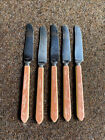 Pink BAKELITE Butter Knives knifes  5 Lot Flatware Knife Dinner Table utensils