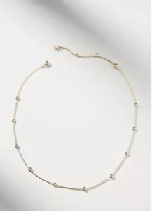 Anthropologie Delicate Cubic Zirconia Beaded Chain / Layering Necklace - Picture 1 of 3