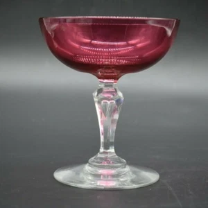 Boston Sandwich American Flint Glass Arándano Air Trap 4 1/2" Vaso de Champagne - Imagen 1 de 5