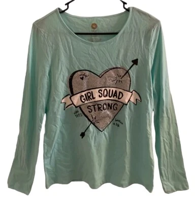 Top Total Girl verde menta talla 18 Plus pulóver manga larga gráfico corazón Foto 1 de 4