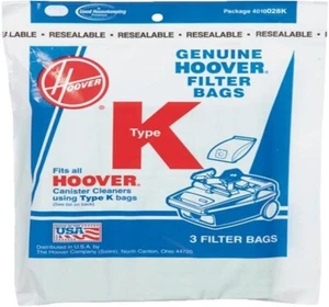 Hoover Type K Canister 2 Ply Vacuum Paper Bags 3 P - Picture 1 of 1