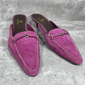 Cole Haan Purple Suede Slip On Pointy Toe Kitten Heel Mules Women's Size 7 B - Picture 1 of 14