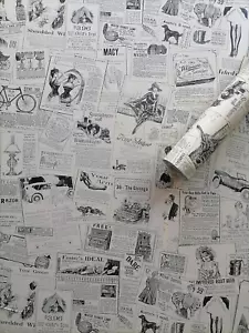 Vintage Newspaper Wallpaper, Self Adhesive Peel and Stick Wall Contact Paper Rol - Picture 1 of 12