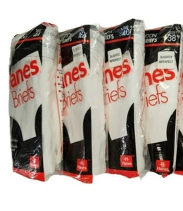 6 Cotton Men's Hanes Brief Slightly Imperfect In Factory Packaging 38-42 USA 90s - Picture 1 of 12