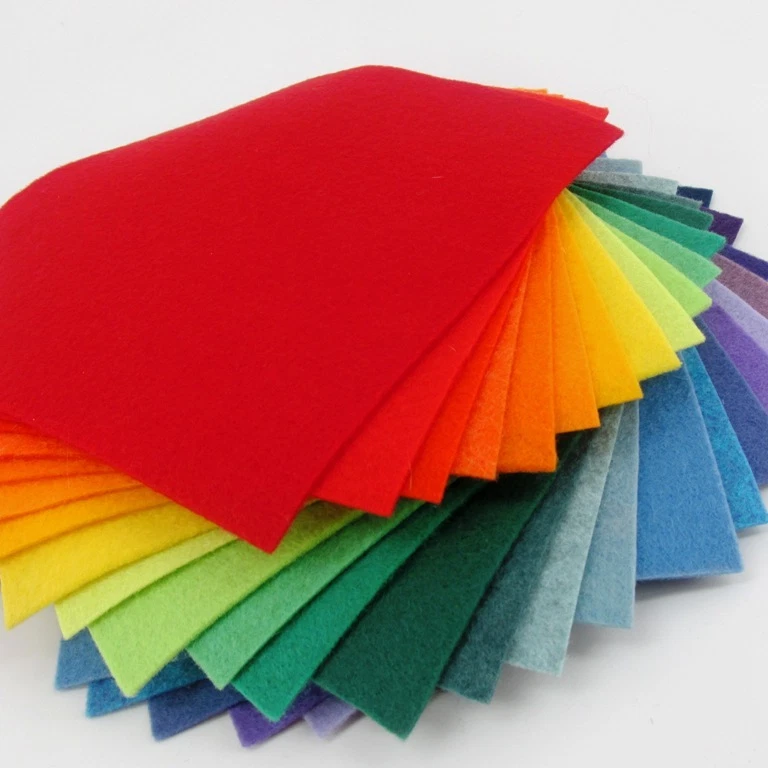 OVER THE RIVER FELT 25 - 6"X6" Rainbow Colors Collection - Merino Wool blend Felt Sheets