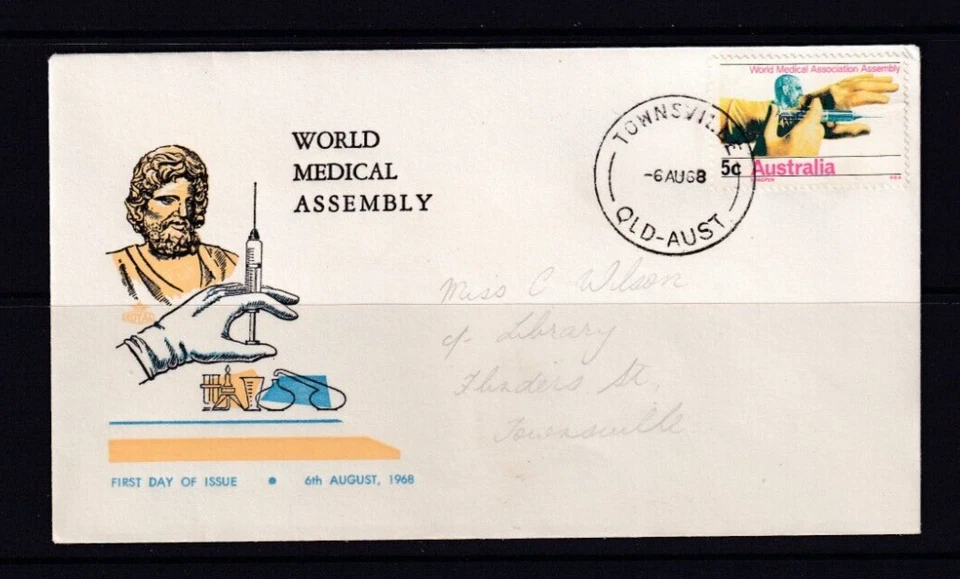 AUSTRALIA 1968 FDC WORLD MEDICAL ASSEMBLY, CDS TOWNSVILLE #C301 - image 1 of 1