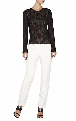 NOVO TOP BORDADO BCBG MAXAZRIA PRETO KENDALIN MANGA COMPRIDA LSV1T320/S529A TAMANHO P - Imagem 1 de 2