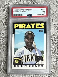 PSA 7 BASEBALL CARD 1986 TOPPS TRADED ROOKIE BARRY BONDS PITTSBURGH PIRATES