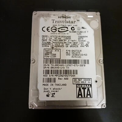 Hitachi Travelstar HTS721010G9SA00 100GB 7200 RPM 2.5" SATA Internal Hard Drive - Image 1 of 3