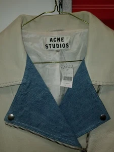 Giacca da motociclista Acne Studios Rita denim pelle bianca taglia 40 8 - Foto 1 di 11