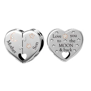💖 Mother Son Mum Love Heart Charm I Love You Genuine 925 Sterling Silver - Picture 1 of 2