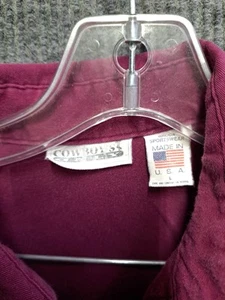 Camicia Brush Popper Cowboys Only Maroon Casual L LS Southwestern Western - Foto 1 di 7