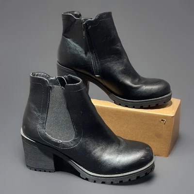 "Botines American Rag Morghan Cie negros con suela de tacos talla 7 plataforma tacón de 3"" leer" Foto 1 de 4