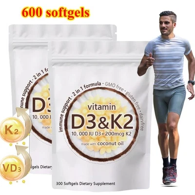 Micro Ingredientes Vitamina D3 K2 Con Aceite de Coco, 600 Cápsulas Blandas Suplemento Dietético Foto 1 de 4