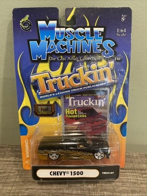 Chevy 1500 TM03-07, Black Gold, Slam, Muscle Machines, Truckin' 1:64 Scale - Image 1 of 4