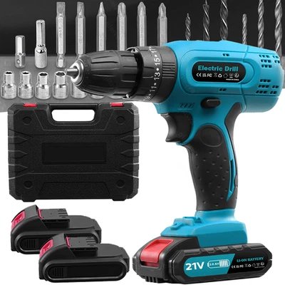 KARTOLS 21V Cordless Hammer Drill Set Electric Impact Driver Screwdriver + 2 Battery UK