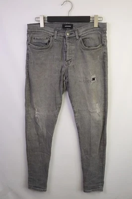 DSQUARED2 Gray Denim Comfort 5-Pocket Design Distressed Straight Leg Jeans Sz 34 - Image 1 of 4