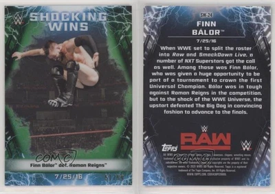 2020 Topps Chrome WWE Shocking Wins Green Refractor /99 Finn Balor Bálor #SW-24 - Image 1 of 2