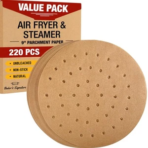 9″ Steamer Paper, Air Fryer Round Parchment Paper Liners – 220pcs Unbleached ... - Picture 1 of 7