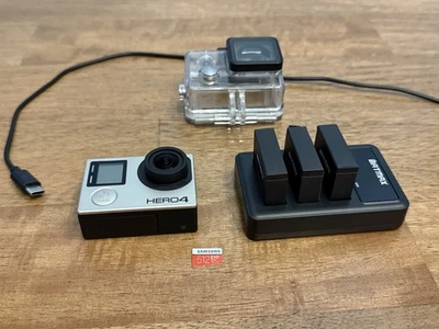 GoPro HERO4 - Silver with Waterproof Case, 3 New  Batteries,  & 512gb Micro SD - Image 1 of 4